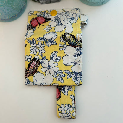 Yellow butterfly pouch and keychain set