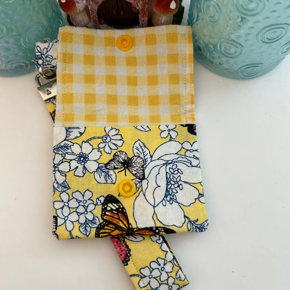 Yellow butterfly pouch and keychain set