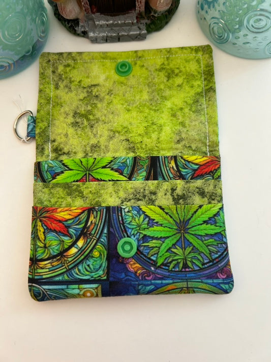 Stained glass leaf card case