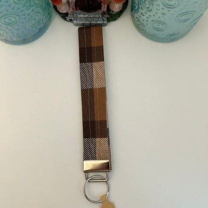 Brown plaid keychain