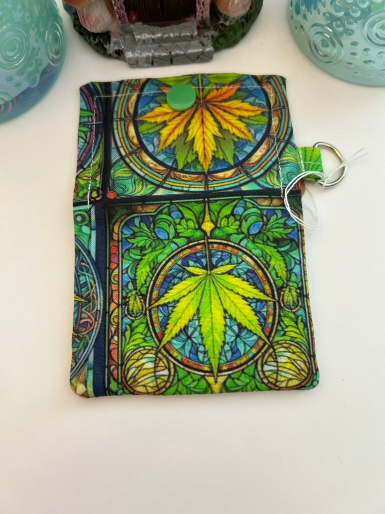 Stained glass leaf card case
