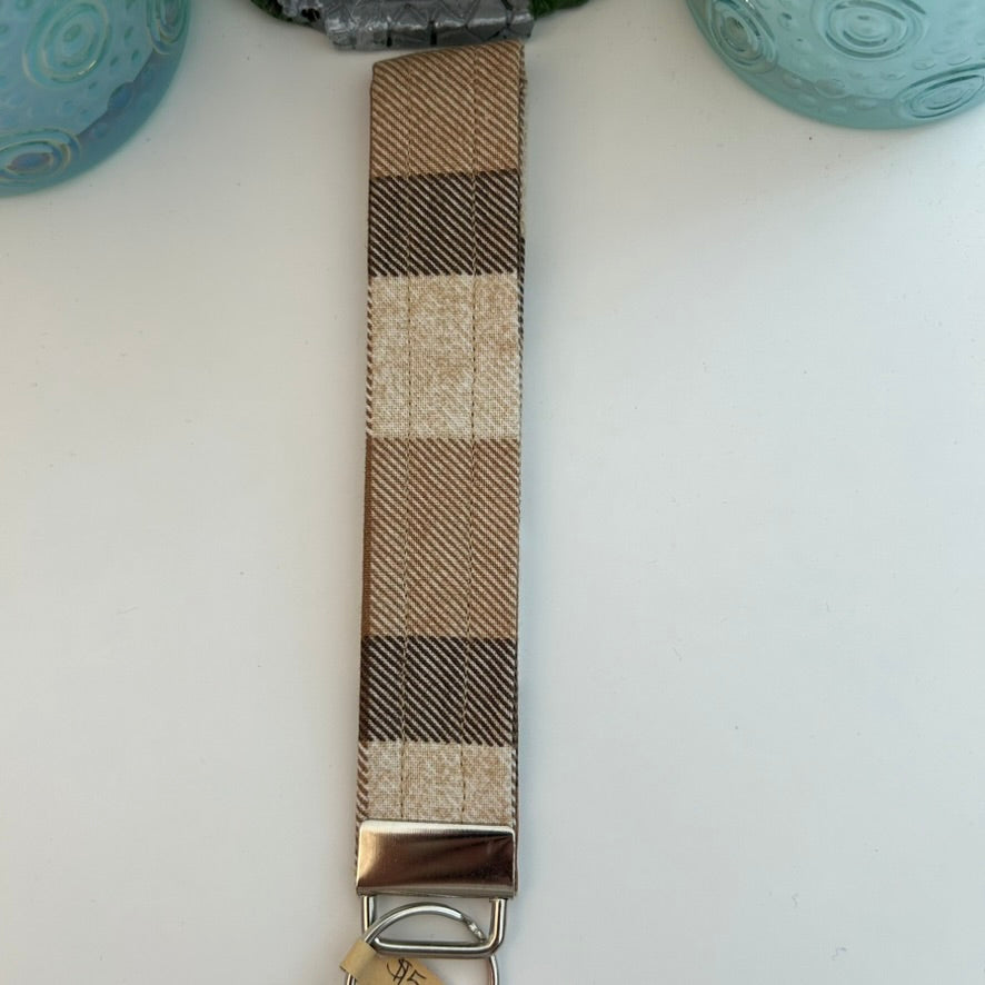 Brown plaid keychain