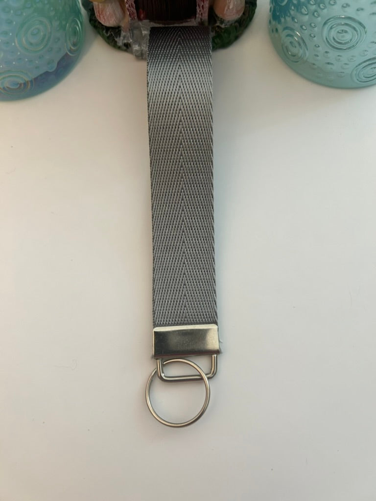 Grey nylon webbing keychain